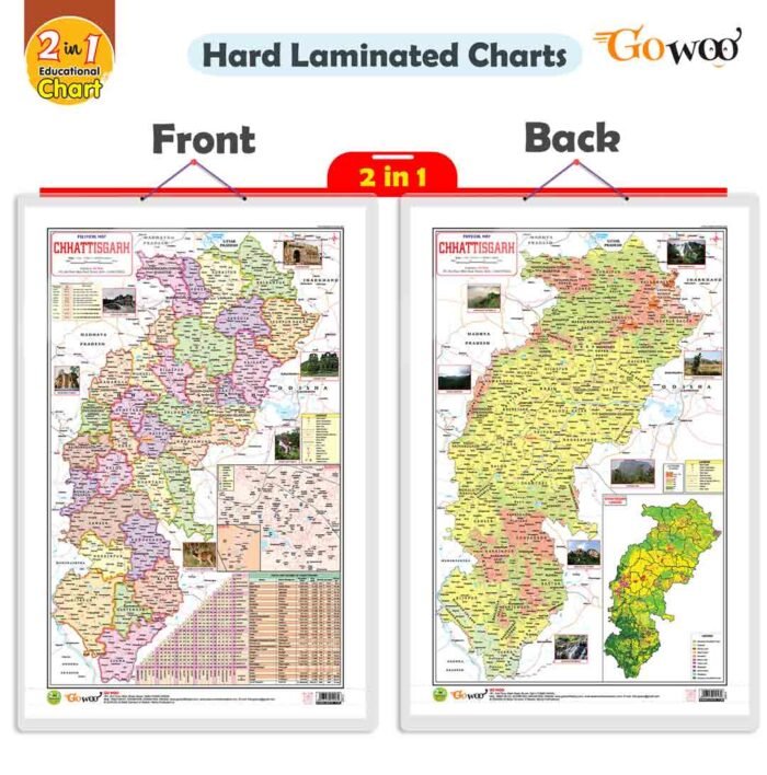 2 in 1 Chattisgarh Political and Physical Map in English_main