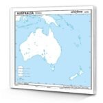 Small - 100 australia physical outline map for school